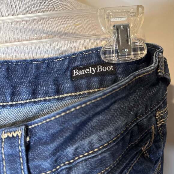 Vintage rerock for Express Barely Boot Stretch Dark Wash Denim Jeans W sz 8s - Picture 4 of 6